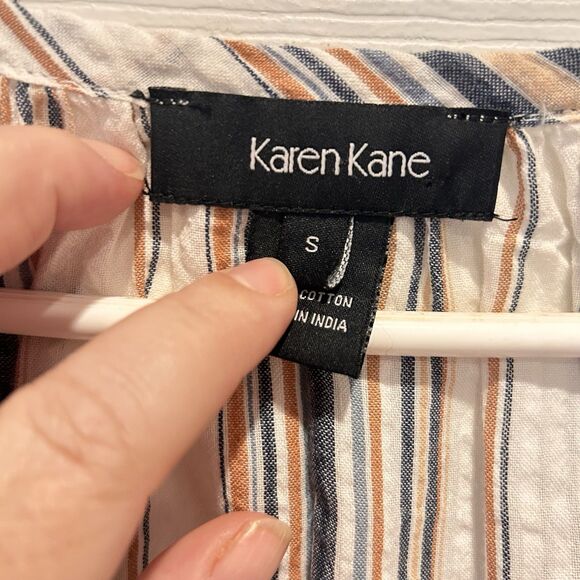 Karen Kane Balloon Sleeve Striped Colorful Lightweight Peasant Top Tassels Small - Picture 6 of 9